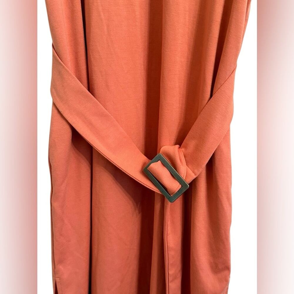 Prologue Calm Orange Sleeveless Mock-Neck Belted Dress with Pockets Size Small - Picture 3 of 16